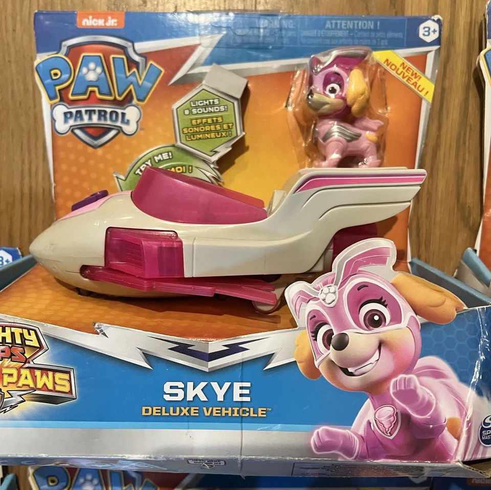 Lote Paw Patrol Mighty Pups Super Paws Vehículo de Lujo Persecución Cielo Escombros Marshall Zuma Foto 4 de 4