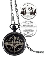 Grandson Gifts from Grandma Grandpa, Go Confidently Pocket Compass Engraved B...