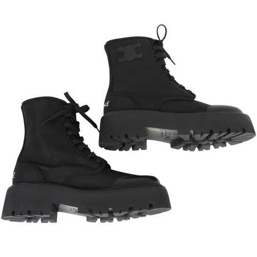 Celine Triomphe Leder Patch Bulky Schnürstiefel Nylon Bullskin Damen - Bild 5 von 10