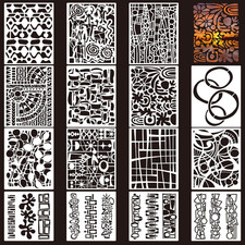15 Pcs Geometric Stencils, Reusable Abstract Texture Stencils for Painting and M