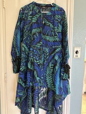 Midnight Velvet tropical embroidered mesh high-low tunic dress size 2X