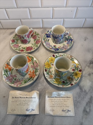 Lennox Blumenblüte Becher und Dessertteller Konvolut vier Sets - Bild 1 von 16