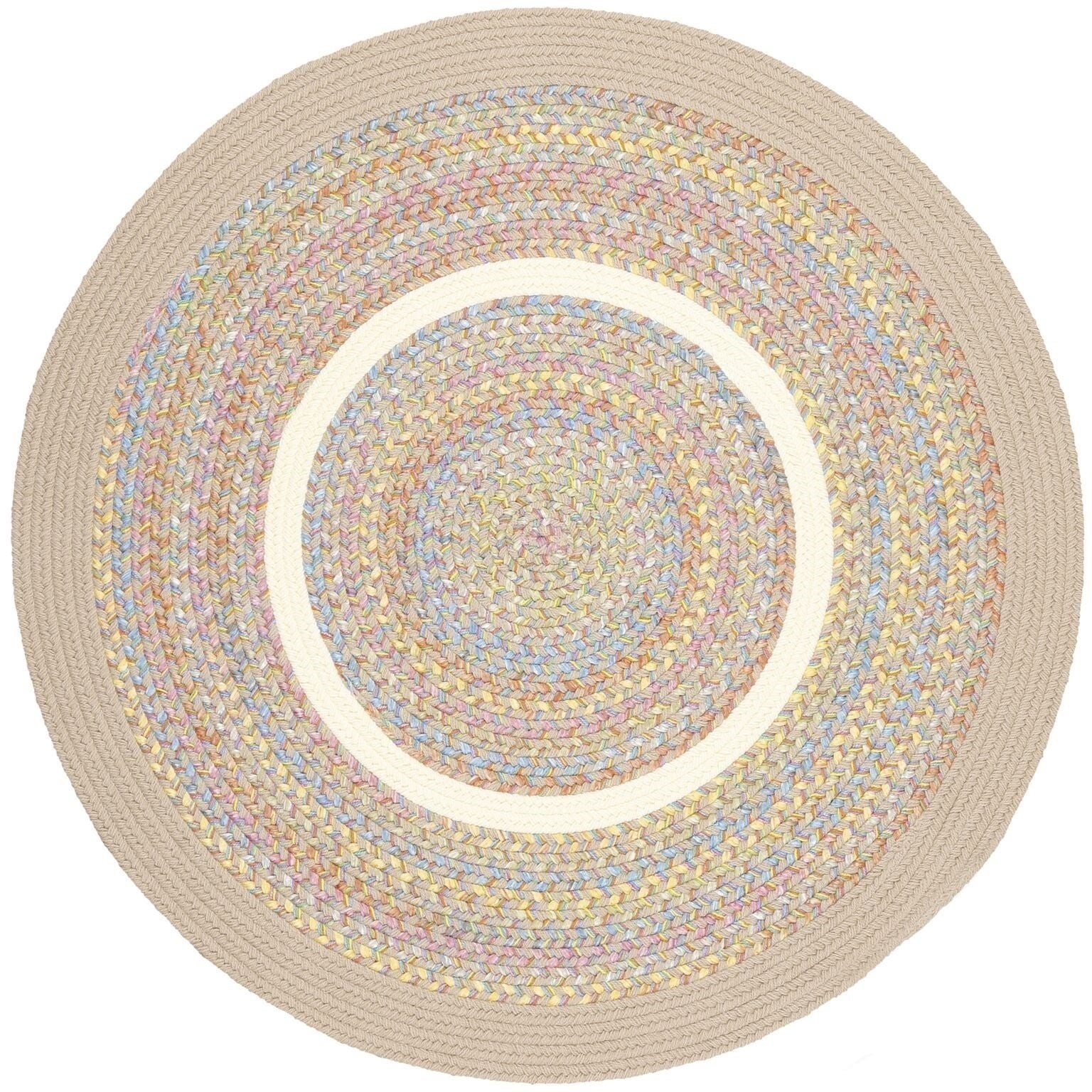 Braided Sand Beige 8ft Round Indoor Outdoor Kids Rug Rhody Rug