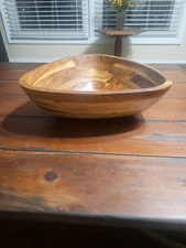 Segmented Wooden Salad Bowl Triangle 11.5 in