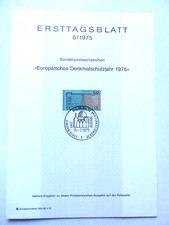Arkusz pierwszego dnia obiegu Berlin 1975: nr 8 "Europ. Rok ochrony zabytków", świątynia pierwszego wydania