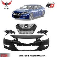 Front Bumper Cover Fascia & Grille Assembly Kit For 2016-2018 Nissan Maxima