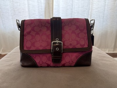 Vintage Coach Y2K Pink/Brown Signature Canvas Hampton Shoulder Bag