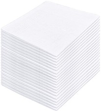 20 Pcs Cotton Handkerchiefs, White Men's Handkerchiefs  Pocket Squares, Larg...
