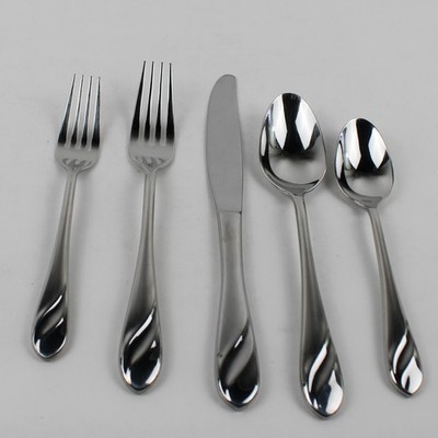 5-Piece Cambridge Silver Place Setting 18/10 SS Unknown Swirl Pattern HTF Rare