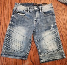 vtg SOUTHPOLE Boys Shorts Size 10 Blue Denim Y2K Solid Blue