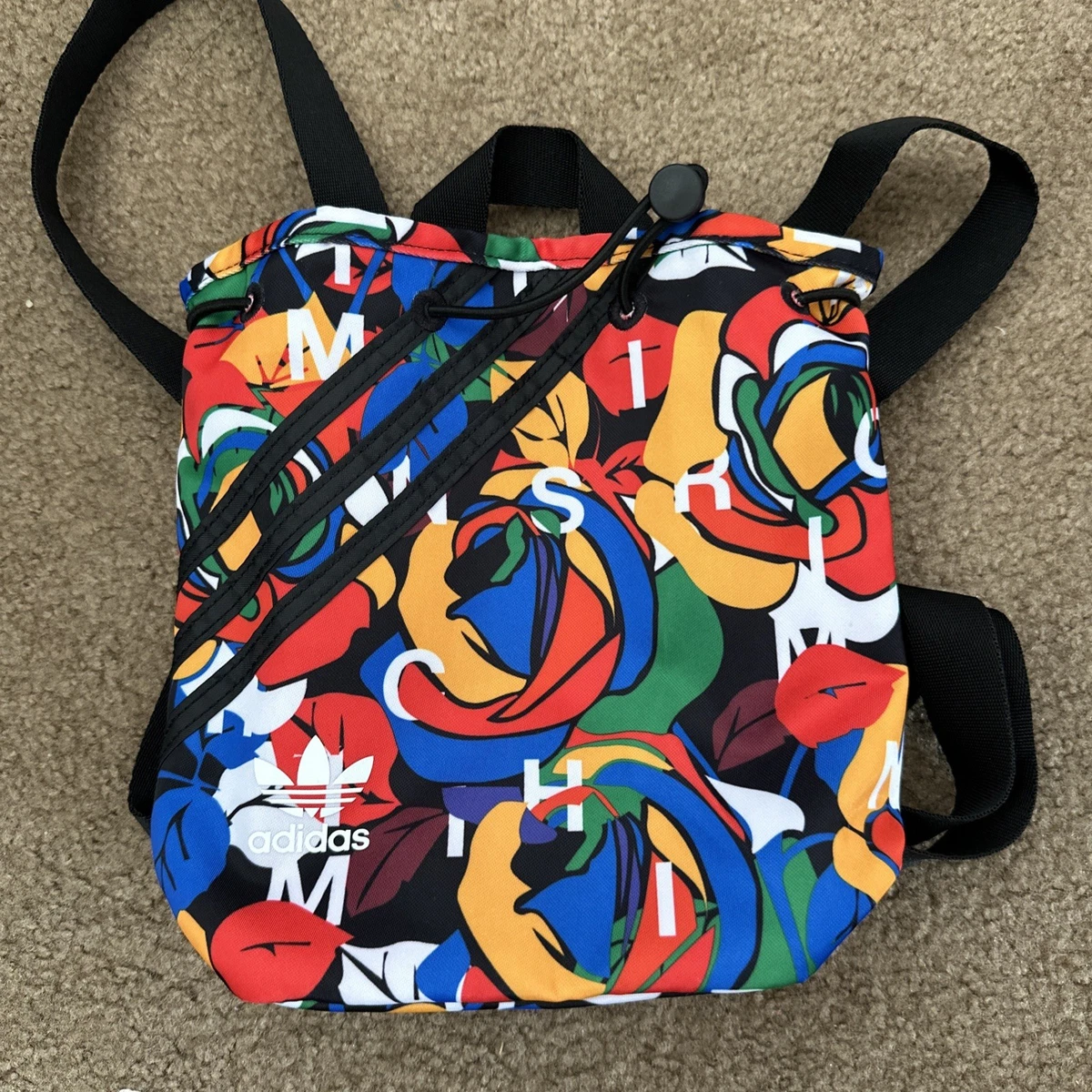 adidas Originals Mini Bucket Backpack - Red Bird of Paradise Floral Trefoil Bag adidas Backpack Mini Bags & Handbags for Women for sale | eBay main image 2