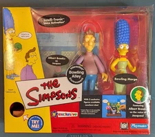 Playmates World of Springfield Simpsons  Bowling Alley Jacques Marge New NIB Set