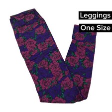 LuLaRoe OS One Size Leggings NWT Roses Floral Purple Pink NEW