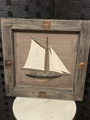 Sailboat Unique Rustic Art 3D In Vintage Wooden Beachy Frame 20x20 God is there 