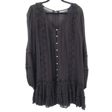 Free People Snow Angel Dress Womens S Black Boho Whimsigoth Fairy Grunge Witchy