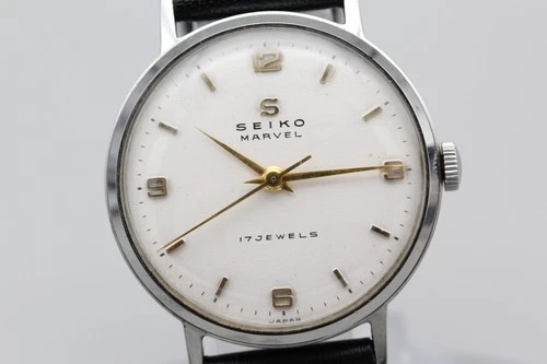 Vtg 1950s *N MINT* SEIKO Marvel 13048 S-Mark 17J Hand Winding Men's Watch JAPAN