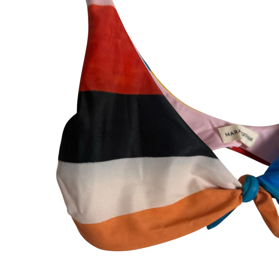 Mara Hoffman Rio Rainbow Colorblock Front Tie Bikini Swimsuit Top Size Large - Image 4 of 4