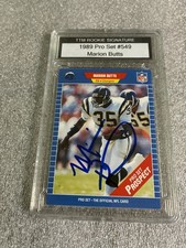 1989 Pro Set Marion Butts #549 Autographed Rookie Card - Encapsulated. rookie card picture