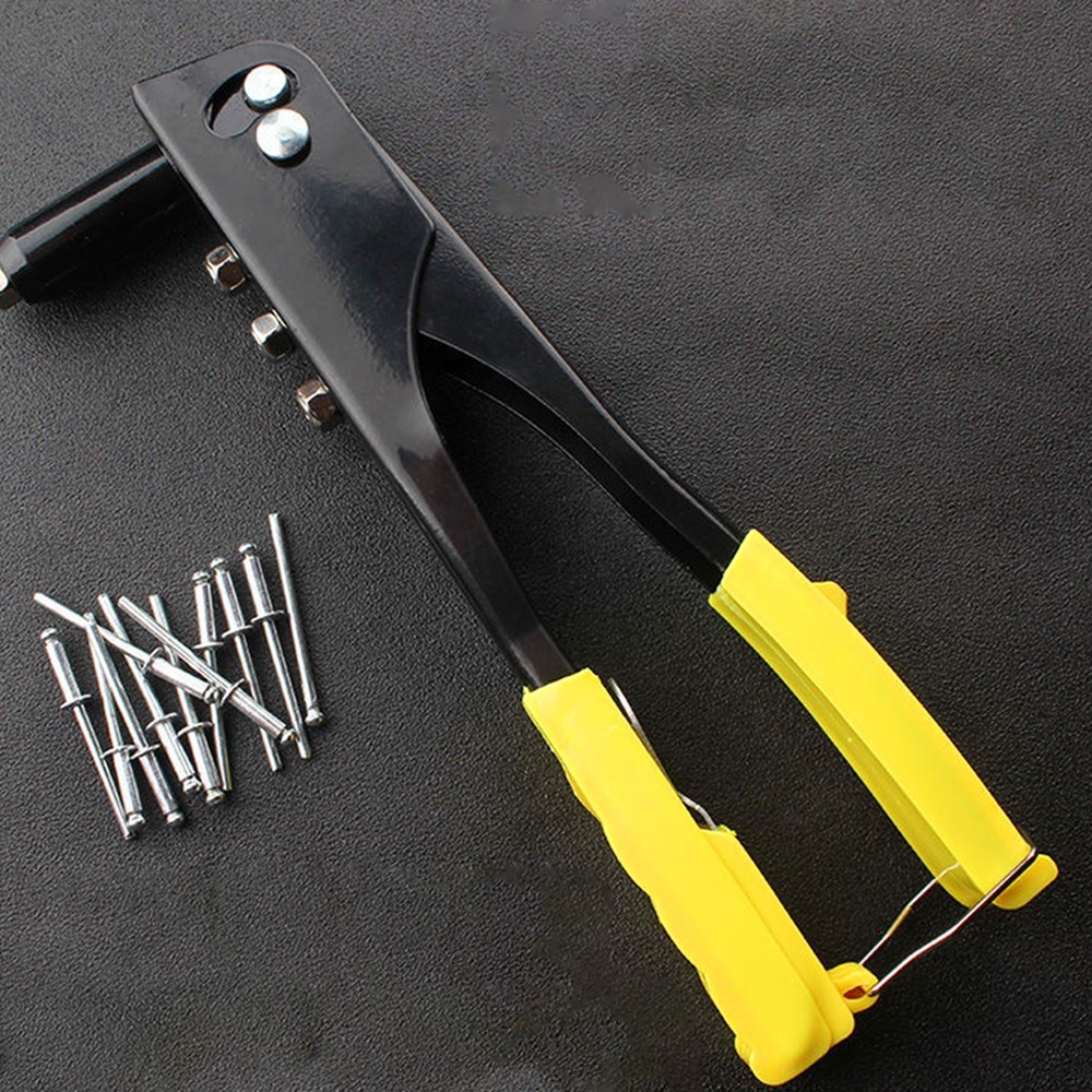 Assorted Rivets 4 Nozzle Head Sizes Hand Pop Rivet Gun Tool Kit 380 Heavy Duty {