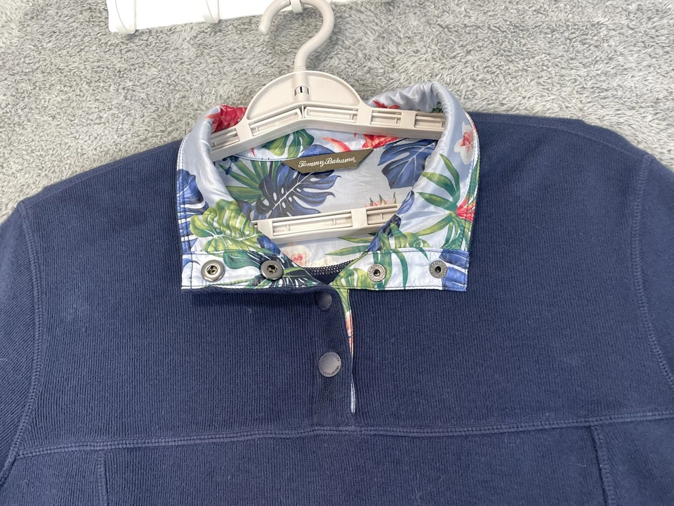 Tommy Bahama Suéter Mujer Extra Grande Azul Pullover Cuello Floral Mezcla Algodón Foto 4 de 4