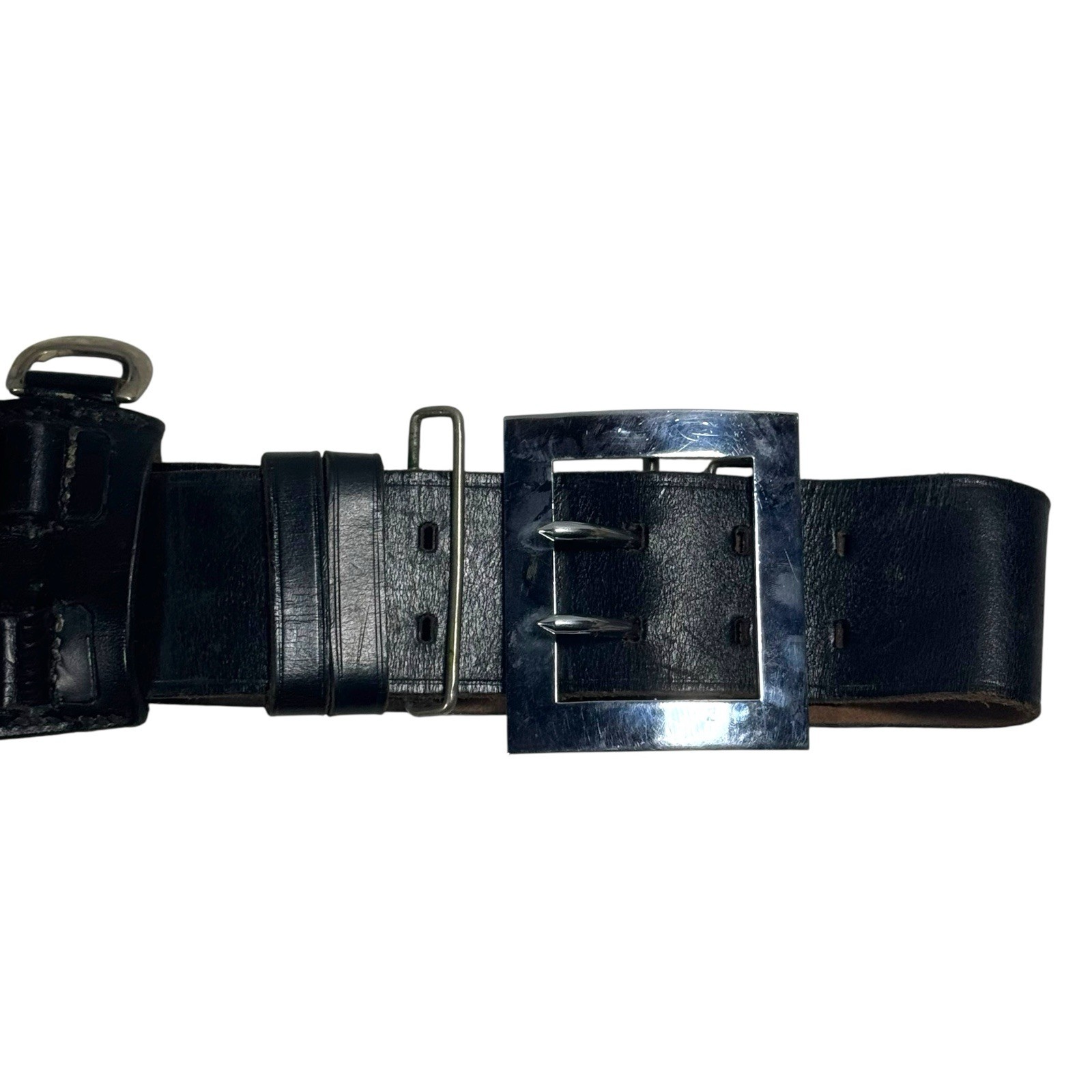 Vintage Black JAY-PEE Genuine Cowhide Ammo Belt Sz 38 w/ Patrolman Holster