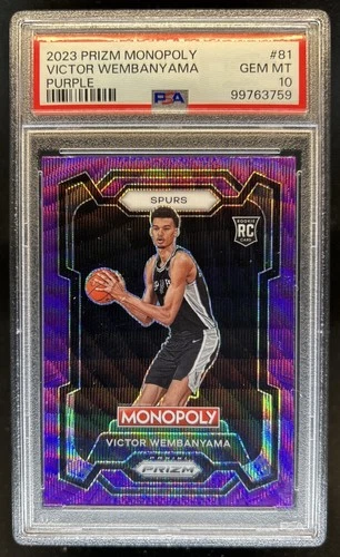 2023-24 Panini Prizm Monopoly Victor Wembanyama RC Purple #81 Spurs PSA 10