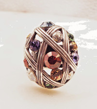 BRIGHTON SWAROVSKI COLORFUL CRYSTALS "BIRD'S NEST" SZ. 8 RING 30