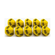 Koplow Dice d10 Decimal Dice - Yellow w/Black (Hundreds) (10) New