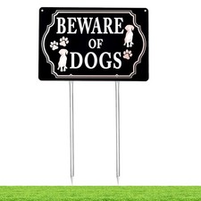 Beware of Dogs Sign with Stakes 11.8x7.9 Inches Aluminum Metal Construction