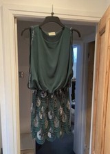 Lace and beads green embellished dress size medium