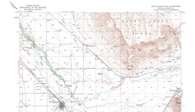Battle Mountain Quadrangle, Nevada 1957 Topo Map USGS 15 Minute Topographic