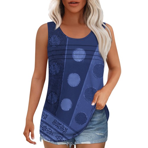 Tank Top For Women Summer Outfits Sleeveless Print Blouses Casual Loose Shirts - Picture 19 of 36