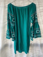 Curations Size M Womens Tunic Dress Boho Hippie Floral Embroidered