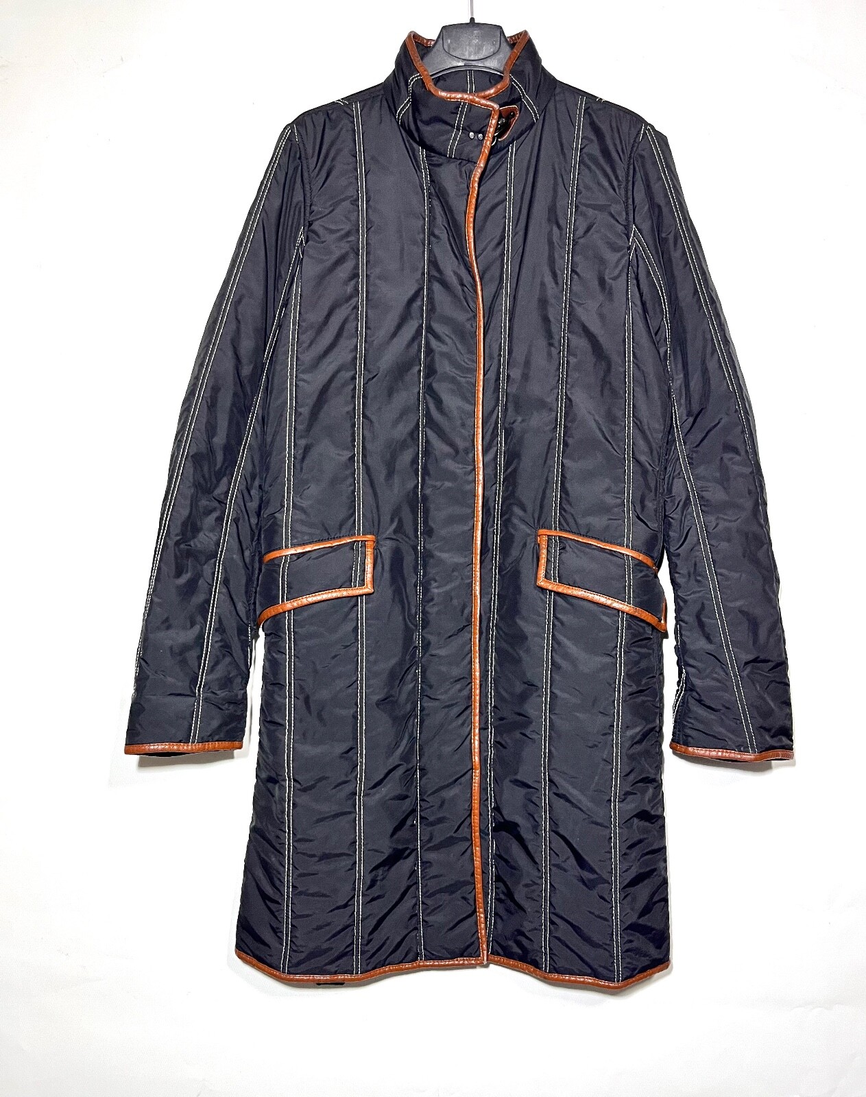 fay long down jacket with leather inserts and wai… - image 1