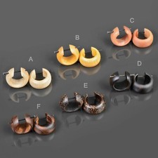 1 Pair Wood Earrings Wood Hoops Ear Piercing Natural Jewelry CE40