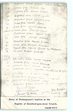 S02-9548, ENTRY OF SHAKESPEAR'S BATISM, STRATFORD UPON AVON CHURCH, *