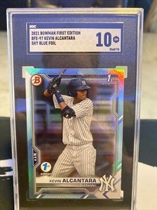 2021 Bowman 1st Edition Kevin Alcantara #BFE97 Sky Blue Foil RC Rookie SGC 10