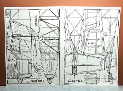 FOUND BROS. FBA-2A BALSA FREE FLIGHT MODEL AIRPLANE PLANS 27'' WINGSPAN