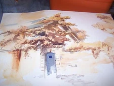 Original Watercolor By Peg Humphreys, House Behind Trees 30"x  22"