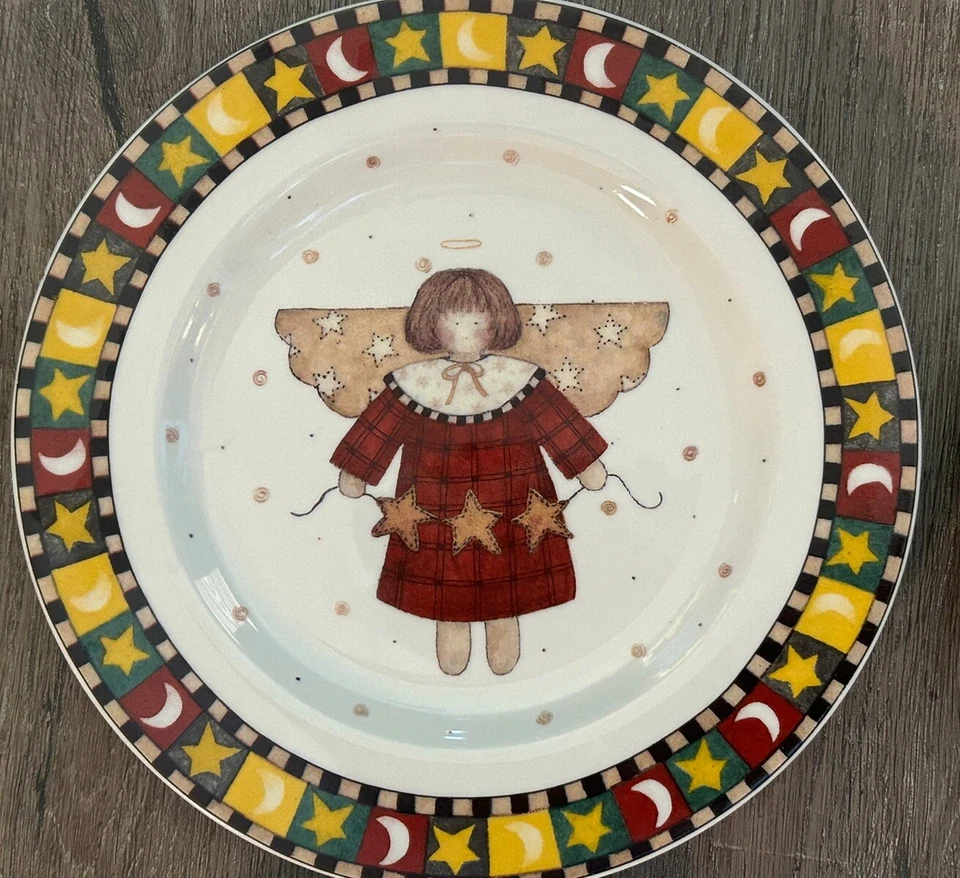 Navidad Sakura Debbie Mumm Platos Reunión de Ángeles 4 Cerámica Ensalada Postre Foto 2 de 4