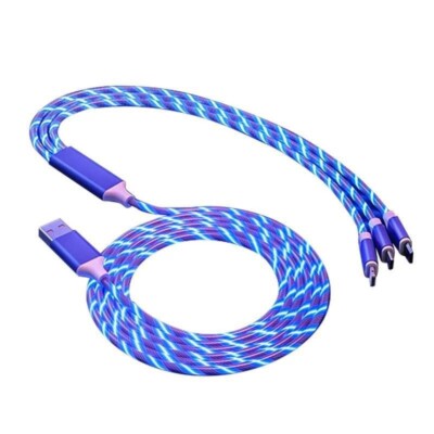 FREE Shipping 3.6ft/1.1m 3 in 1 Flowing LED charging Cable for iPhone, Android