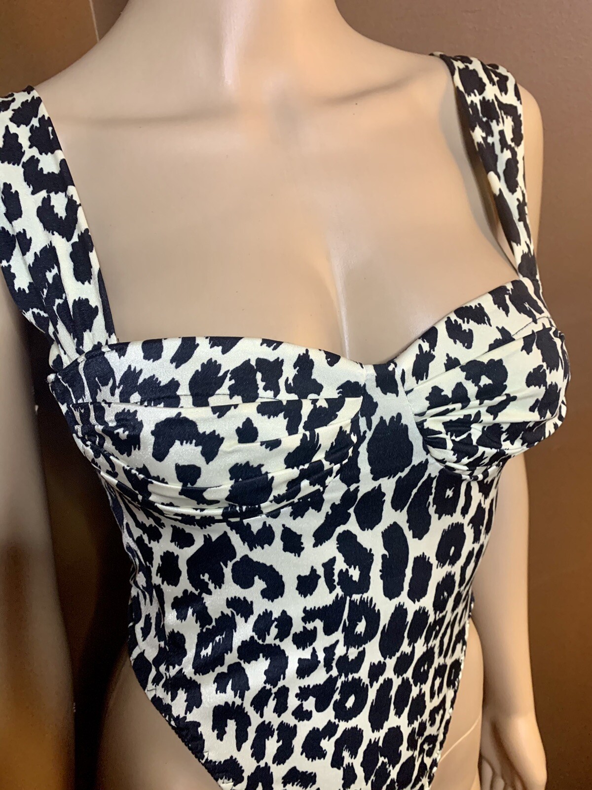 Vtg VICTORIAS SECRET Satin Leopard BODYSUIT Bustier Corset PANTY Hi-Leg image 2