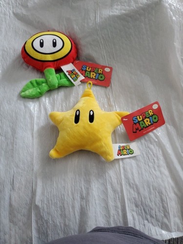 NEU Nintendo Mario Bros gelber Stern Superstar Feuerblume Plüschtier Kuscheltier 6"