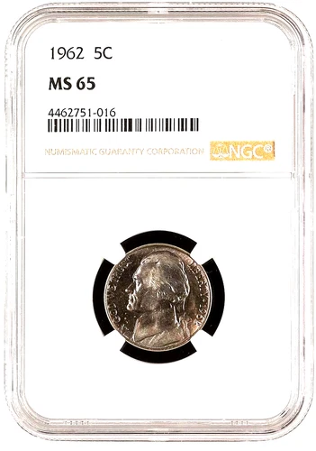 1962 Jefferson Nickel NGC MS65 - GEM BU