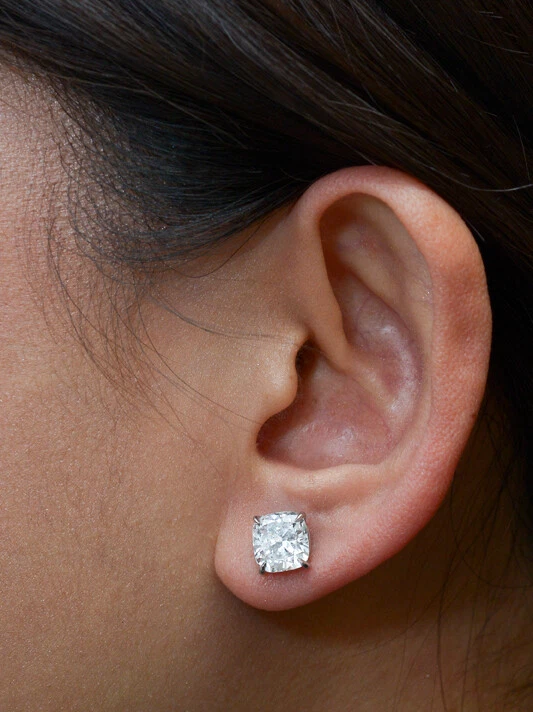 Cushion cut diamond earrings studs deals