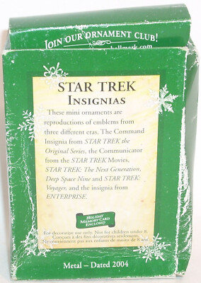 Hallmark Star Trek INSIGNIAS (Set of 3) Keepsake Ornament 2004