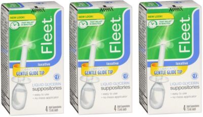 Fleet Liquid Glycerin Suppositories Adult Constipation, 7.5 ml X 4(3 Pack)