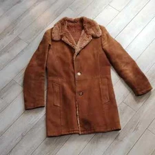 Women's YORK Leather Shearling Coat Size Medium
