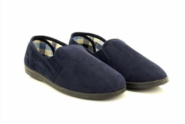 Sleepers MS534 HARRY Checked Velour Twin Gusset Memory Foam Full Slippers Sleepers MS534 HARRY Checked Velour Twin Gusset Memory Foam Full Slippers