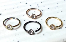 1pc Bendable Steel Gem Nose Hoop / Cartilage Ring Rook Daith Helix Tragus 